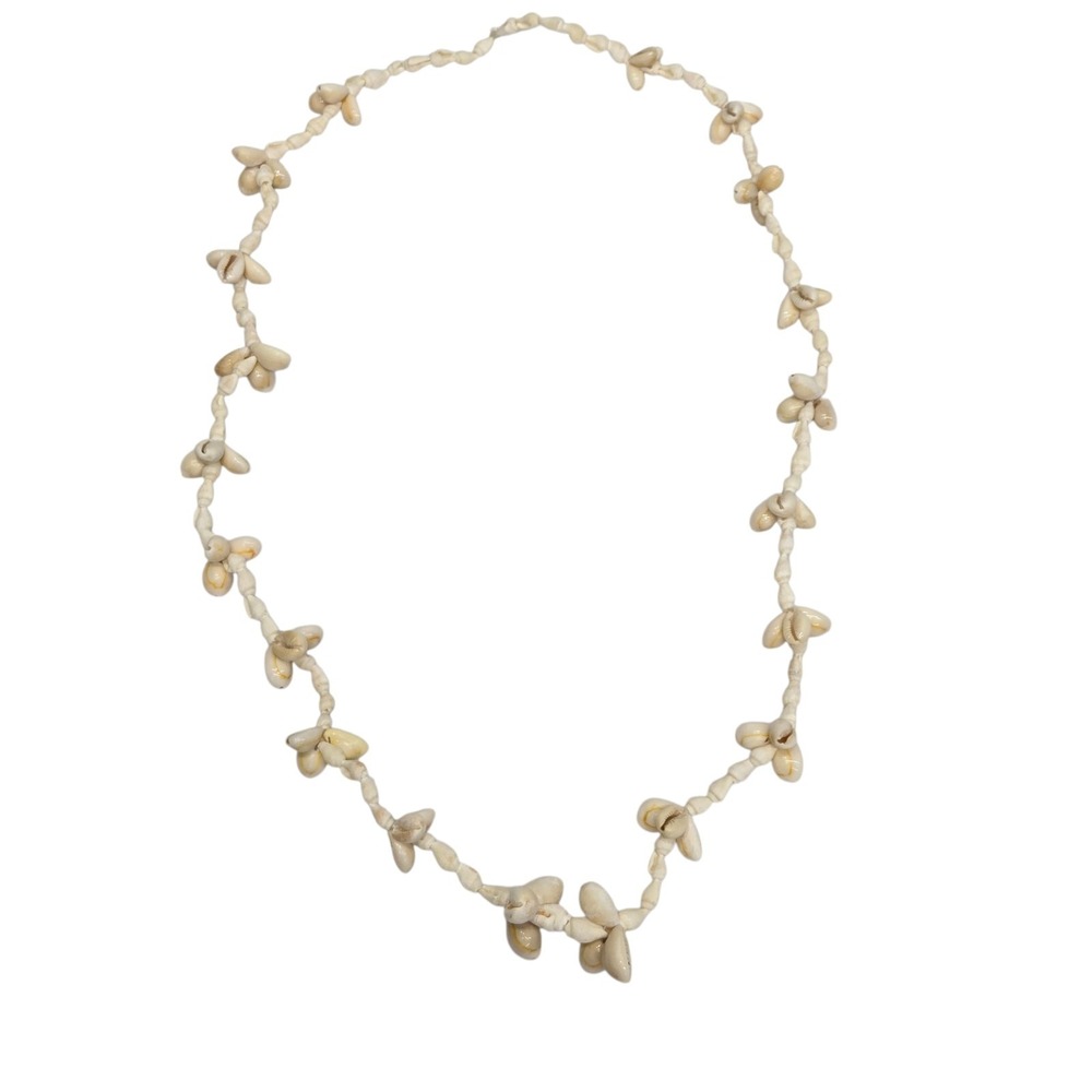 Cowrie and Momi shell necklace vintage Hawaiian Lei 37.5"